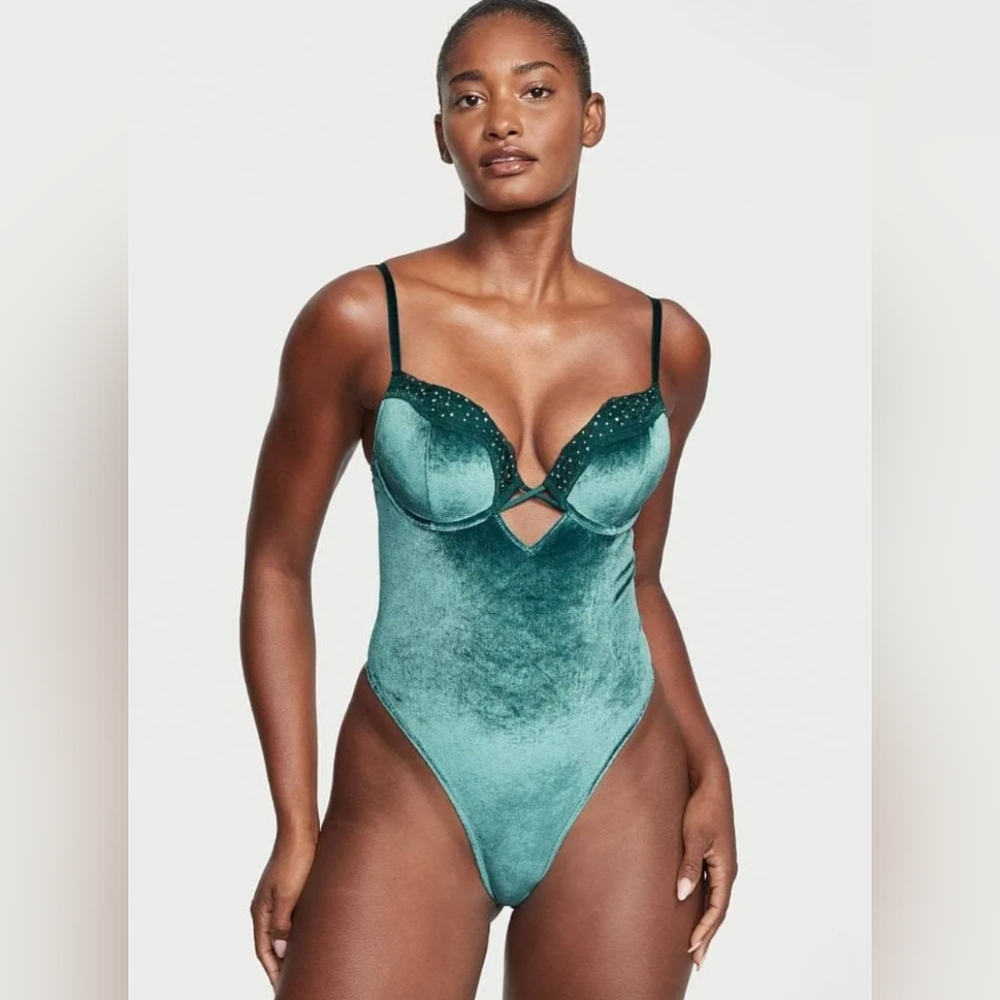 Victoria's Secret Velvet Bombshell Pushup Teddy Bodysuit